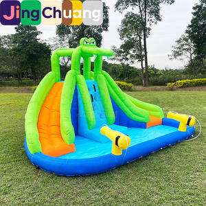 Château gonflable pour enfants Jump Dee avec double toboggan, pulvérisation d'eau, trampoline intérieur/extérieur avec <span class=keywords><strong>filet</strong></span> de sécurité - Product Image 2