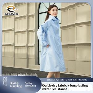 Impermeable de Fibra de Poliéster Resistente a la Lluvia para Mujer, Largo, Completo, Moderno, para Senderismo, Viajes, Adultos, Ligero - Product Image 2