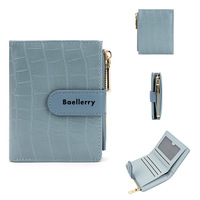 Billetera Mujer Bifold dompet koin tempat kartu kredit kustom dompet wanita logo kulit Pu dompet saku kecil berpola buaya
