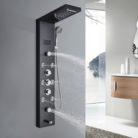 Panneau de douche à lumière LED Ensemble de robinets de douche cascade SPA Massage Jet Bath Shower Column