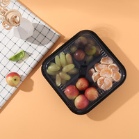 Boîtes d'emballage transparentes en PET écologiques, 6 pièces, boîtes d'emballage à fruits coupés frais, avec diviseur et couvercle transparent