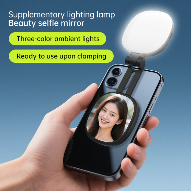 Folding Small LED Phone Fill Ring Lighting Magnetic Selfie Light Adjustable Color Temperature 2900-7000K Rechargeable Battery