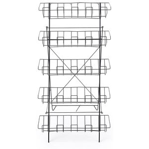 Rak pajangan 5 tingkat logam, rak Display kawat untuk buku, majalah, CD,Dvd, dudukan lantai sastra, 22.5 "X 44.5" - Product Image 5