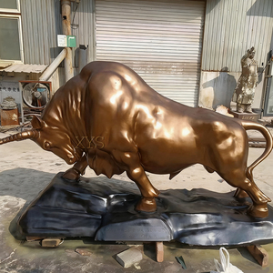 Statue de taureau de Wall Street grandeur nature en <span class=keywords><strong>bronze</strong></span>, sculpture d'animal en laiton pour jardin extérieur, produit artisanal en métal - Product Image 3