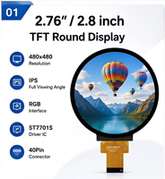 Écran LCD rond de 2,8 pouces 480x480 IPS, module TFT circulaire ST7701S 40 broches RGB pour bouton rotatif intelligent, contrôleur HMI domestique