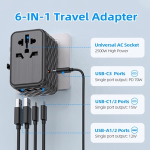 Worldplug 70W gan Travel <span class=keywords><strong>Adapter</strong></span> phổ quốc tế <span class=keywords><strong>Adapter</strong></span> sạc chuyển đổi với 45W 65W 15W Chức năng công suất đầu ra - Product Image 2