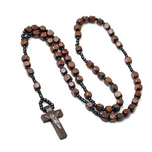 Rosarios Católicos al por Mayor, Cuentas de Rosario para Hombres y Mujeres, Collar Cristiano con Cruz de Madera, Accesorios Religiosos, Regalo de Pascua - Product Image 4
