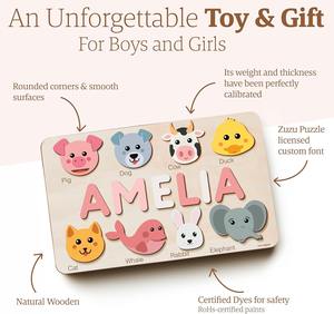 <span class=keywords><strong>Puzzle</strong></span> <span class=keywords><strong>en</strong></span> <span class=keywords><strong>bois</strong></span> personnalisé avec le nom des enfants, lettres géantes, cadeau unique pour bébé, cadeau de premier anniversaire, jouet éducatif pour tout-petits - Product Image 5