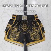 Shorts de boxe en satin extensible pour hommes de haute qualité, style Muay Thai, logo personnalisé devant et derrière, légers et respirants pour l'entraînement