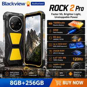 Smartphone robuste <span class=keywords><strong>Blackview</strong></span> ROCK 2 Pro, batterie 15000 mAh, écran 6,67 pouces, 8 Go/256 Go, 4G, Android 16, NFC, TÉLÉPHONE MOBILE - Product Image 2