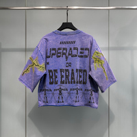 T-shirt unisexe 100% coton surdimensionné, logo personnalisé, impression numérique directe, strass, perles, 270 grammes, style ample hip-hop avec motif
