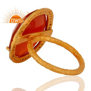 Top Selling Prong <b>Set</b> Red Onyx CZ <b>Ring</b> Manufacturer 22k Gold Plated Ladies Fashion Brass <b>Ring</b> Jewelry Suppliers - Product Image 3