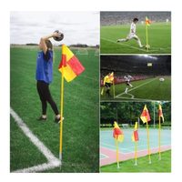 Drapeaux d'usine directement avec logo impression personnalisée 30*45cm drapeau d'angle de football de football personnalisé double face avec poteau en PVC blanc jaune
