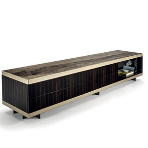 Modern luxury stainless steel tree rattan TV cabinet