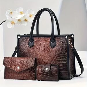 New Wholesale 3 in 1 Shoulder Bags Set Brand Ladies Fashion Good Quality PU Leather Luxury Women's <b>Handbags</b> With Purse - Product Image 6