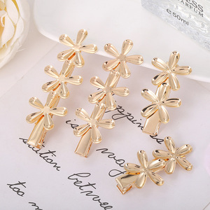 Pinces à cheveux plaquées or 12 cm, épaisse, à barrette simple avec éléments floraux, pour usage quotidien, boucle de bijoux de haute qualité - Product Image 2