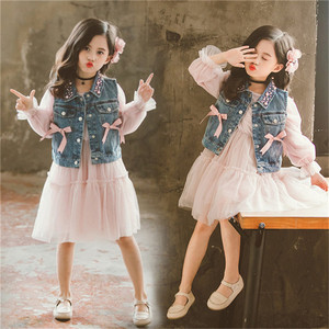 Achetez des robes pakistanaises pour enfants de marque, douces et moelleuses, pour les petites filles, pour les fêtes, avec veste en jean et gilet, en Chine - Product Image 6