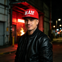 Casquette Snapback Unisexe Broderie Flamme Rouge, Casquette Classique à Visière Plate Rouge Style Urbain pour Jeunes Activités de Rue