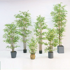 Plante artificielle en <span class=keywords><strong>bambou</strong></span> miniature réaliste en plastique en pot, sans entretien, faux <span class=keywords><strong>bambou</strong></span> porte-bonheur pour la décoration de bureau, d'hôtel, de hall - Product Image 1