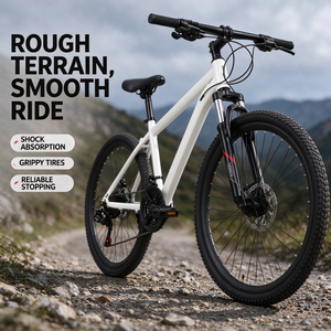 Bicicleta de Montaña de <span class=keywords><strong>26</strong></span> Pulgadas, 21 Velocidades, Cuadro de Acero de Alto Carbono, Frenos de Disco Dobles, Horquilla con Resorte, para Adultos, Senderismo y Desplazamientos Diarios - Product Image 3