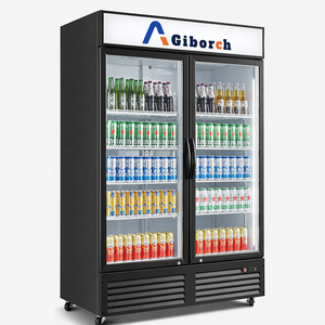Réfrigérateur vertical pour boissons avec porte vitrée, refroidissement direct par air, pour supermarché - Product Image 1