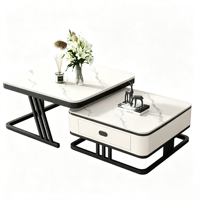 Ensemble de tables basses gigognes de luxe italien, plateau en pierre mate, tables basses carrées combinées pour salon et usage domestique
