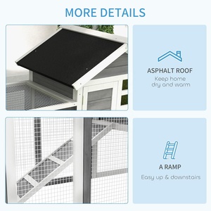 Conejera de Madera para Interiores y Exteriores con Techo Impermeable, Corredor Divertido, Bandeja Extraíble, Rampa y Múltiples Niveles con Cerradura - Product Image 6