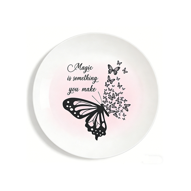 Inspirational Ceramic Decor Plate with Butterfly Design