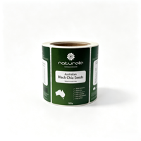 Étiquette alimentaire personnalisée haut de gamme, étiquette personnalisée pour pot de graines de chia noires australiennes, étiquette en rouleau personnalisée pour l'emballage alimentaire