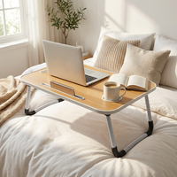 Soporte de Madera Plegable y Extensible para Portátil, Ajustable, Convertible, para Oficina en Casa, con Almacenamiento, para Uso en Dormitorio o Sofá