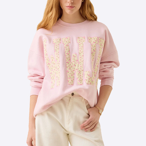 <span class=keywords><strong>Sweat</strong></span>-shirt surdimensionné à col rond pour <span class=keywords><strong>femme</strong></span>, à manches longues, avec logo personnalisé, motif à carreaux et pois, broderie de lettres, vente en gros - Product Image 5