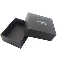 Boîte cadeau rigide noire de luxe avec logo personnalisé, couvercle et base, emballage cosmétique et de soin de la peau fait main