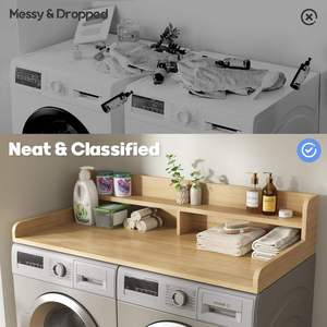 Grand étagère en bambou à 2 niveaux, <span class=keywords><strong>meuble</strong></span> de maison, type sur pied, <span class=keywords><strong>54</strong></span> po x 27,5 po, non pliable, durable, avec protection antidérapante, pour articles divers et lavage - Product Image 4