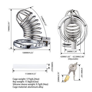 Dispositivo di Castità Maschile, Gabbia per Pene, Anello per Pene, Giocattoli Sessuali per Adulti Tipo BDSM per Blocco dell'Erezione e Contenimento - Product Image 1