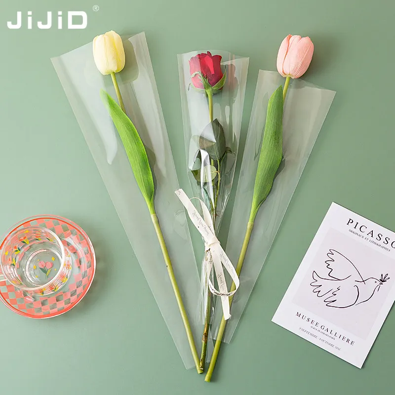 JiJiD OPP透明フラワースリーブクリアセロハンチェロラッププラスチック包装ビニール袋
