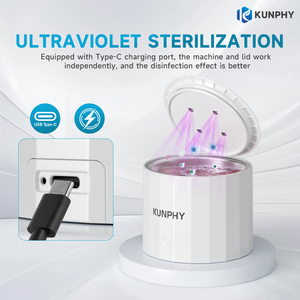 2024 nueva llegada Mini limpiador ultrasónico UV <span class=keywords><strong>Dental</strong></span> de alta frecuencia 48kHz aparatos para dentaduras postizas domésticas USB eléctrico para uso en exteriores - Product Image 3