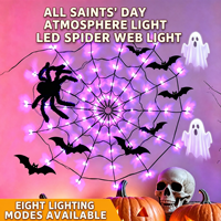 Guirlande lumineuse LED toile d'araignée pour Halloween, alimentation par piles/USB/solaire, étanche IP44, blanc chaud doux, pour maison hantée