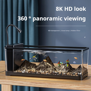 <span class=keywords><strong>Aquarium</strong></span> <span class=keywords><strong>de</strong></span> bureau transparent pour <span class=keywords><strong>poissons</strong></span> avec couvercle carré en plastique écologique pour la maison, le balcon et le salon - Product Image 5