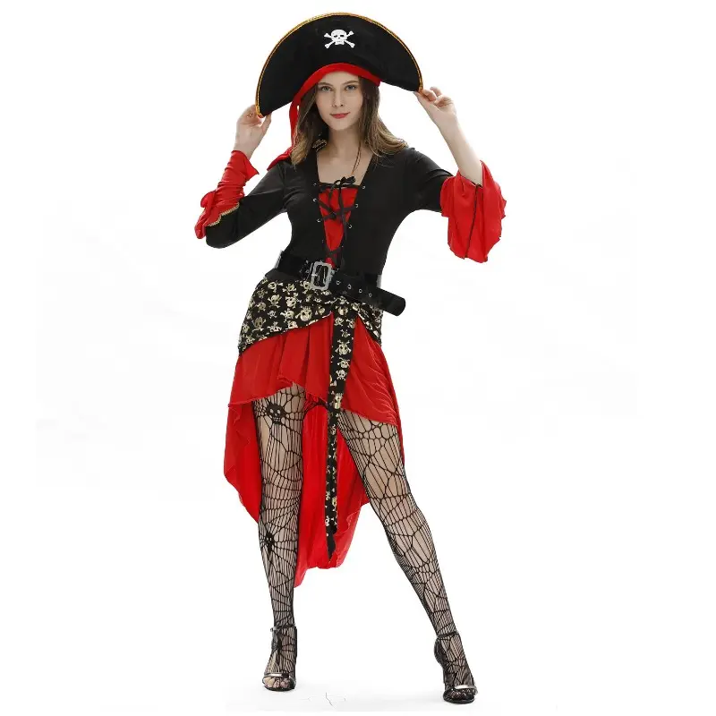 Fantasia sexy feminina de rabo de fada, roupa de jogo de pirata para cosplay, uniforme de desempenho em halloween
