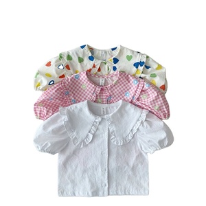 <span class=keywords><strong>Blusa</strong></span> de manga corta para niñas, camisa <span class=keywords><strong>blanca</strong></span> informal, para primavera y verano - Product Image 1