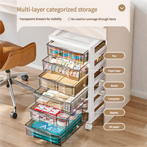 Multifunction <strong>Slim</strong> Plastic <strong>Storage</strong> <strong>Drawers</strong> &amp; Carts PP Cabinet Movable File Organizers with Multi-Trolley for Office Desks - Product Image 4