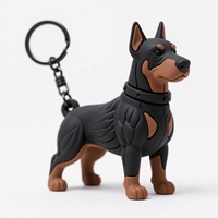Porte-clés personnalisés en caoutchouc souple avec personnage Doberman Pinscher, accessoires pendentifs, jouets pour cadeaux promotionnels