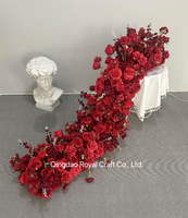Groothandel Nieuw Ontwerp Wit Rood Grote Bloem Runner Boog Wrap Voor Bruiloft Decor