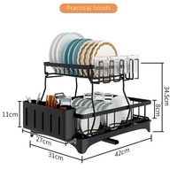 Nouveau égouttoir à vaisselle double niveau sur pied, moderne et simple, en métal, avec options bicolores amovibles, pour rangement de table de cuisine