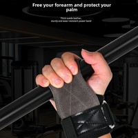Guantes de Levantamiento de Pesas Personalizables con Protección de Palma de Cuero y Correas para Muñeca, para Dominadas, Fitness, Levantamiento de Pesas, Unisex, Protector de Palma para Gimnasio
