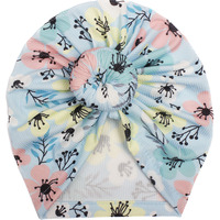 Nuevo sombrero floral para niños, tocado indio de bebé Donut impreso, sombrero de turbante para bebé