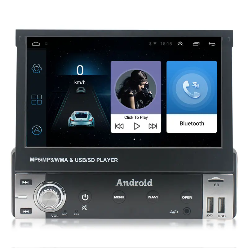 Universal 1 Din 7 Zoll Touchscreen Autoradio DVD-Player GPS-Radio mit abnehmbarem Panel Android FM AM RDS Autoradio