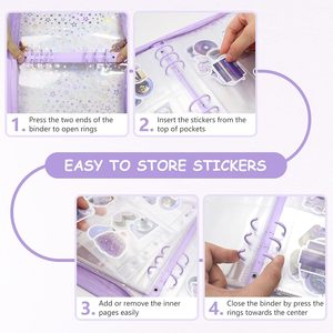 Carpeta Organizadora <span class=keywords><strong>de</strong></span> Pegatinas Reutilizable A5/A6 con Cierre, Páginas Transparentes para Colección y Almacenamiento <span class=keywords><strong>de</strong></span> Pegatinas - Product Image 5