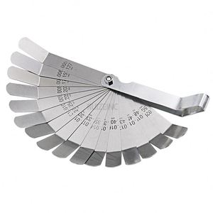 Aço inoxidável <span class=keywords><strong>Feeler</strong></span> Medidor <span class=keywords><strong>Metric</strong></span> 0.127-0.508mm 0.005-0.020 Polegada Válvula Offset <span class=keywords><strong>Feeler</strong></span> <span class=keywords><strong>Gauge</strong></span> Alta Resistência 16 Lâmina Fácil de Usar - Product Image 1
