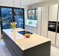 Vente en gros, panneau de quartz blanc en cristal artificiel, plan de travail de cuisine, évier, plan de travail, vente en gros